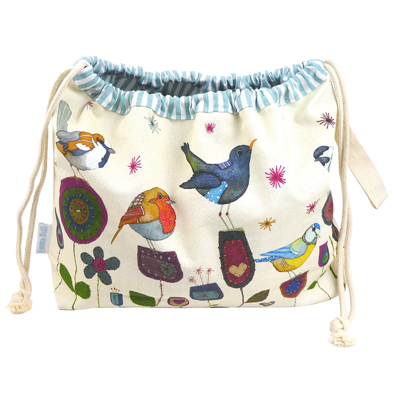 Emma Ball Drawstring Bag Mit Puffins & Sea Thrift Design - 39x31 Cm, 100% Baumwolle, Vielseitig Einsetzbar