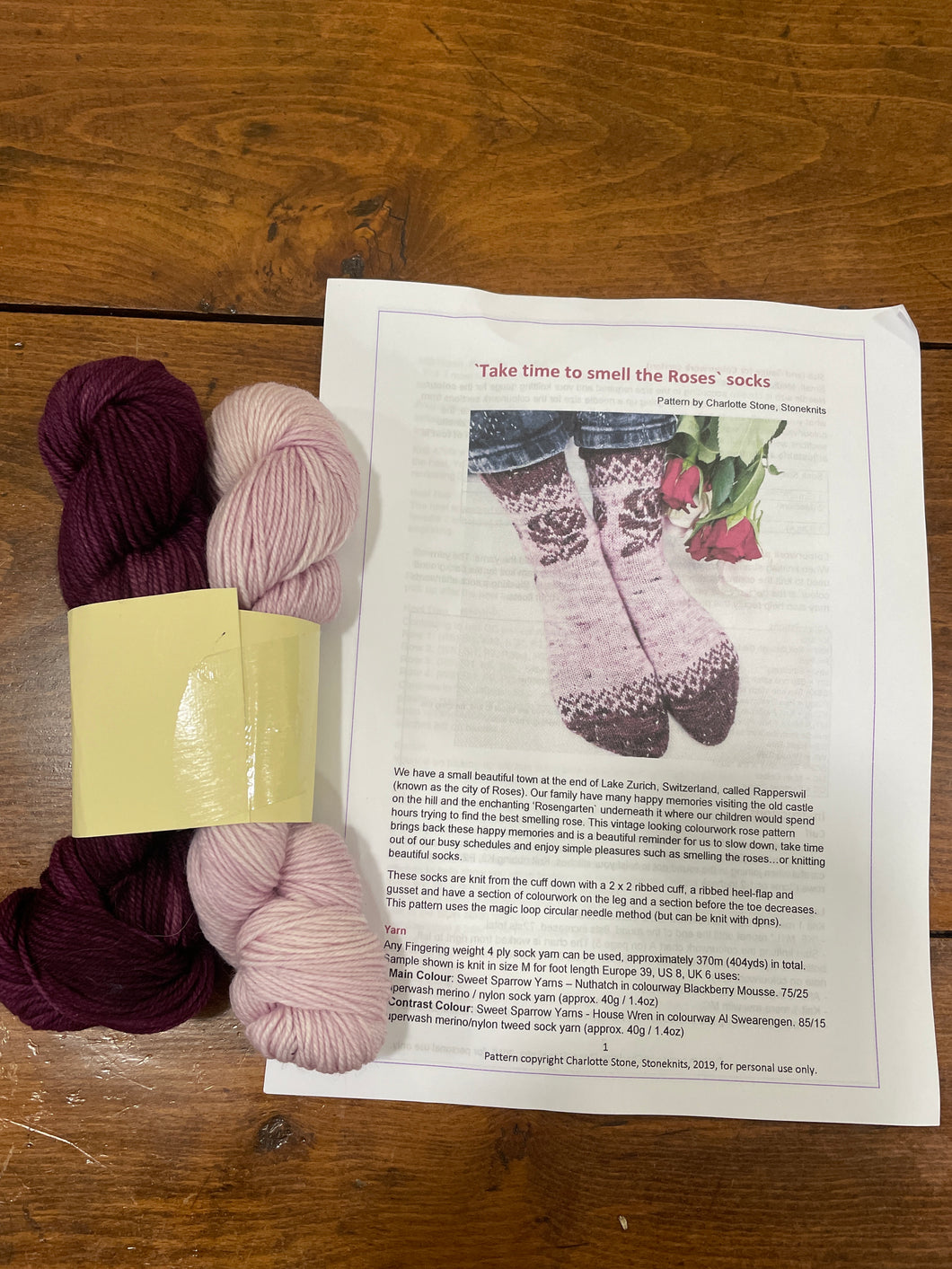 ‘Take Time to Smell The Roses Sock Set - Charlotte Stone, Stone Knits